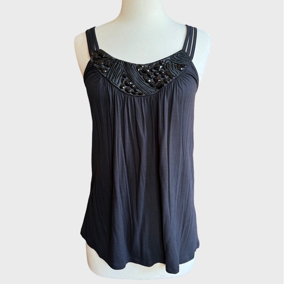 Express y2K Beaded Black Cami Tank Small Business Casual Club Party - Picture 4 of 6